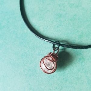 Rose Gold Wire Wrapped Pendant Necklace Leathercrd